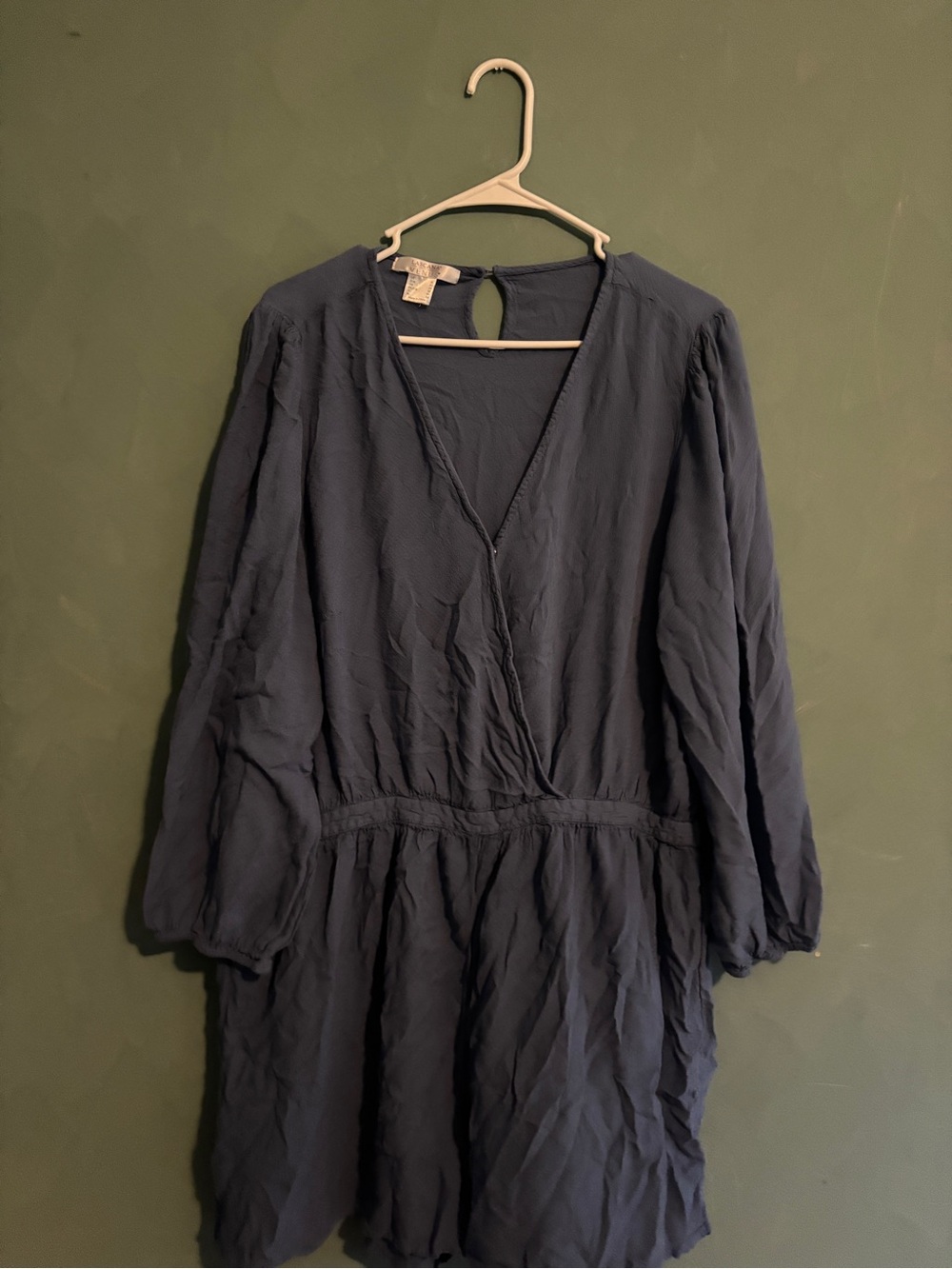 VENUS Navy Blue Long Sleeve V-Neck Romper